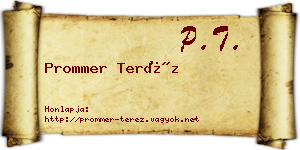 Prommer Teréz névjegykártya